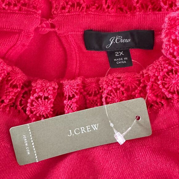 New J. Crew Tippi Sweater Lace Collar Merino Wool Women's Plus Size 2X - Picture 4 of 8